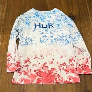 Huk Kids Blue and Red Tie-Dye Long Sleeve Tee